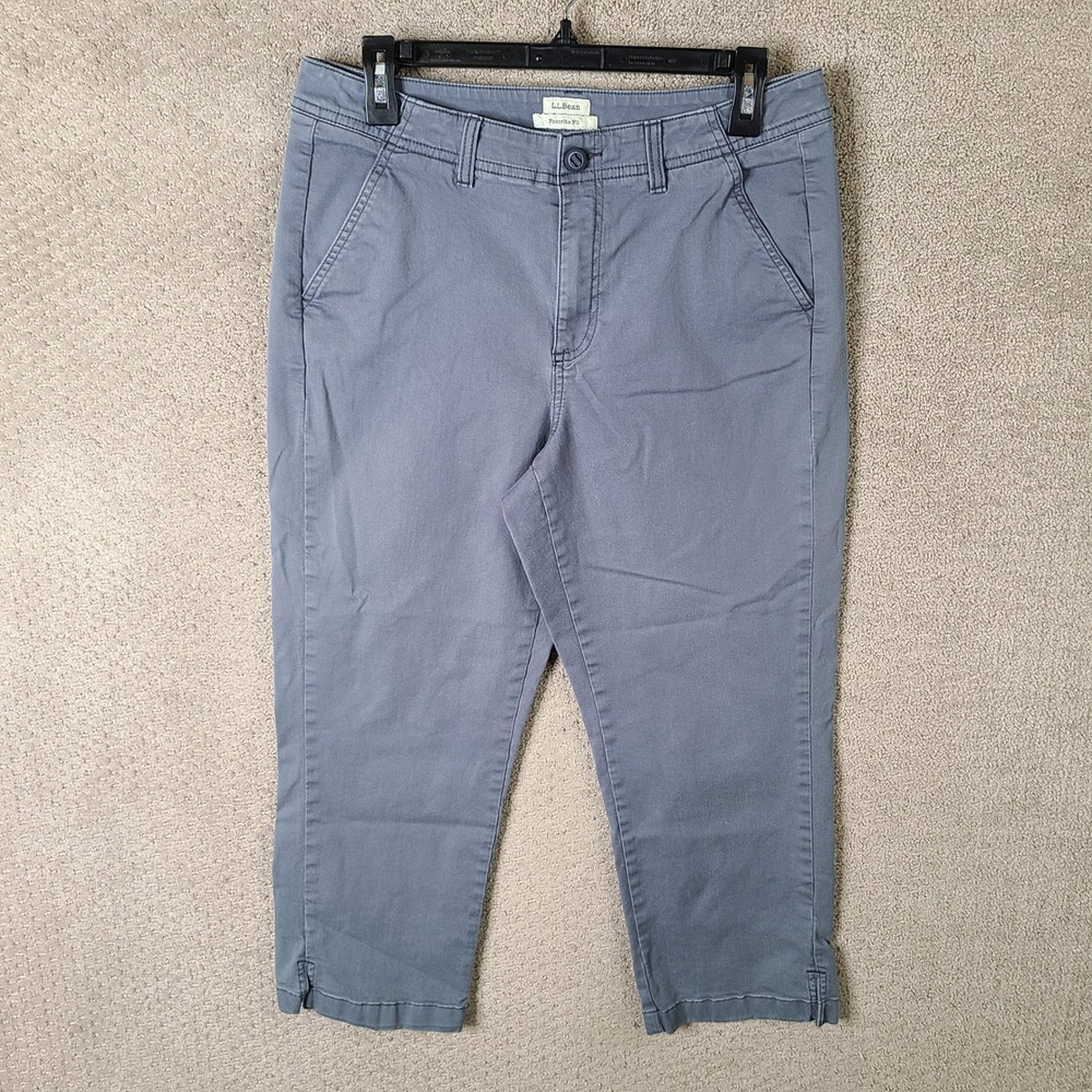 LL Bean Pants Womens 10 Gray Favorite Fit‎ Cropped Outdoor Canvas Cotton Blend